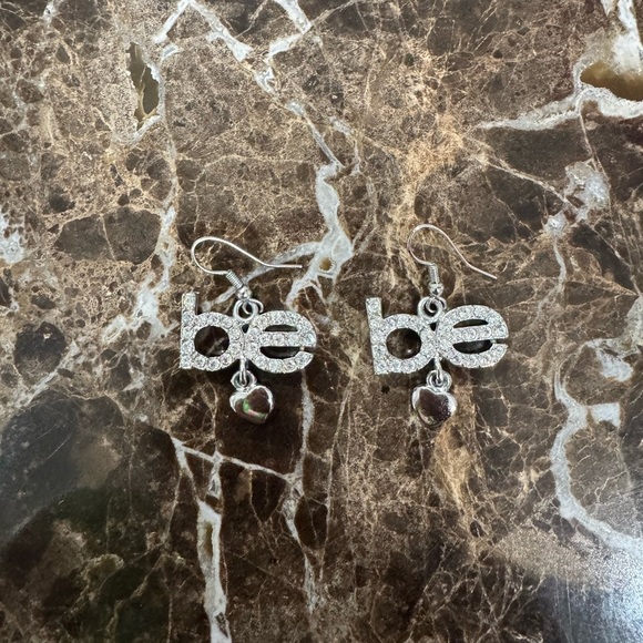Rhinestone Silver Bebe Earrings! - Picture 1 of 3